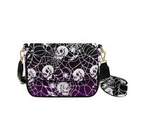 HUGS IDEA Sac à main à bandoulière en cuir synthétique pour femme, cadeau d'Halloween, Tête de mort gothique, Taille unique