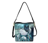 HUGS IDEA Sac à main à bandoulière pour femme, design élégant, tournesol, papillon, attrape-rêves, sac à main tendance en polyuréthane pour femme, Attrape-rêves loup., Medium