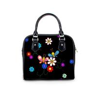 Hugs Idea Sac à main en cuir synthétique pour femme Motif papillon, Butterfly 11 (Noir) - Y-CC3058DL