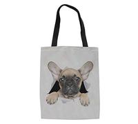 HUGS IDEA Sac à main en lin avec imprimé chien et fleurs pour femme, Boston Terrier blanc., Taille M