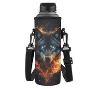 HUGS IDEA Sac de transport pour bouteille d'eau avec sangle réglable résistant aux chocs, Flame Wolf, L, Organiseur de sac