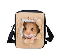 HUGS IDEA Sac messager tendance, petit sac à bandoulière pour voyage, école, unisexe, garçons et filles, Joli hamster., Taille unique