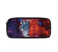 HUGS IDEA Trousse à crayons à motif animal pour fournitures scolaires, Flame Wolf, 22*11*4cm, Organiseur de sac
