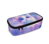 HUGS IDEA Trousse à crayons pour enfants de grande capacité avec compartiments zippés, essentiels scolaires, Galaxy Cat, Taille unique, Cartable