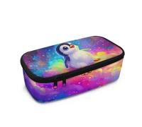 HUGS IDEA Trousse à crayons pour enfants de grande capacité avec compartiments zippés, essentiels scolaires, Galaxy Pingouin, Taille unique, Cartable