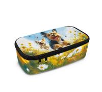 HUGS IDEA Trousse à crayons pour filles de grande capacité avec compartiment en maille pour fournitures scolaires, Yorkshire Terrier, Taille unique, Cartable