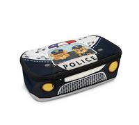 HUGS IDEA Trousse à crayons pour garçons de grande capacité avec plusieurs compartiments pour l'école, Voiture de police., Taille unique, Cartable