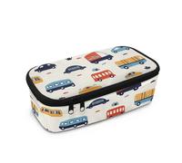HUGS IDEA Trousse à crayons pour garçons de grande capacité avec plusieurs compartiments pour l'école, Bus scolaire dessin animé, Taille unique, Cartable