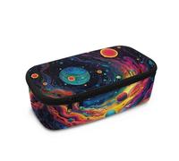 HUGS IDEA Trousse à crayons pour garçons et enfants, grande capacité, multi-compartiments, Planètes colorées, Taille unique, Cartable