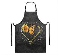 HUGS IDEA You Are My Sunshine Tablier de cuisine allongé 1 pièce avec col réglable et poche centrale visible avec longues attaches pour femme | homme | chef | printemps/été (91,4 x 68,1 cm)