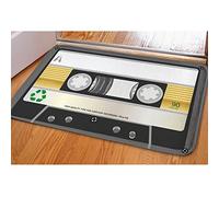 HUGSIDEA Vintage Cassette Motif Flanelle Intérieur Extérieur Paillasson d'entrée de Gamme Moyen Tapis de Sol Moderne Cassette 3
