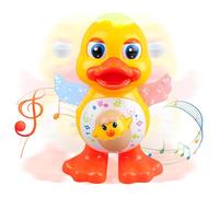 Hugsweet Jouet Canard pour Bébé | Jouet Canard Bébé | Animal Cartoon avec Lumière LED sur Piles pour Chambre d', Temps de Jeu, Apprentissage, Voyage, Jeu Sensoriel, Exploration au Sol et Siège