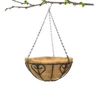 Hugsweet Panier de jardinière avec Doublure de Coco, Support de jardinière avec Fibre de Coco - Porte-en métal Rond du Jardin - Cintre de Pots de Porche, Pot de de Cardiaque avec chaîne, décorations