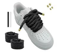 Hugwish 1 Paires Lacets corde pour air force 1, rope laces 8mm et 140cm avec coton premium, gros lacets pour sneakers baskets (1, Noir)