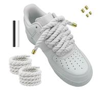 Hugwish 1 Paires Lacets corde pour air force 1, rope laces 8mm et 140cm avec coton premium, gros lacets pour sneakers baskets (1, Blanc)