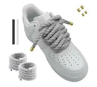 Hugwish 1 Paires Lacets corde pour air force 1, rope laces 8mm et 140cm avec coton premium, gros lacets pour sneakers baskets (1, Gris)