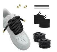 Hugwish 2 Paires Lacets corde pour air force 1, rope laces 8mm et 140cm avec coton premium, gros lacets pour sneakers baskets (Noir)
