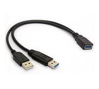 HUHANGGod Câble d'alimentation USB 3.0 double adaptateur Y type A mâle vers femelle Code d'extension 30 cm