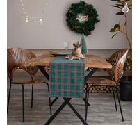 HUHJYUGE Chemin de Table Noël à Carreaux Style Champêtre Tissé Teint en Fil, Coton et Lin, pour Table à Manger, Table Basse, Meuble TV, Déco de Fête, 1 Pièce (E 30x160cm)