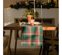 HUHJYUGE Chemin de Table Noël à Carreaux Style Champêtre Tissé Teint en Fil, Coton et Lin, pour Table à Manger, Table Basse, Meuble TV, Déco de Fête, 1 Pièce (A 30x240cm)