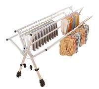 HUHJYUGE Étendoir Linge Pliable et Télescopique avec roulettes, Séchoir À Linge Réglable Compact, Étendage Linge Portable Extensible pour Intérieur Extérieur Gain de Place