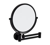 HUHJYUGE Miroirs de Maquillage Mural a Bras Telescopique, 360° Pivotant Extensible Salle de Bain Double Face Miroir, Pliant Miroirs de Vanité Mural Grossissant 3x/5x/7x/10x (Black 7X)