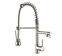 HUHJYUGE Robinet Evier de Cuisine Rabattable Poignée Unique, Robinetterie de Cuisine Rotation à 360° Chaud et Froid, Mitigeur Cuisine INOX 2 Modes de Sortie d'eau, pour Bar, Camping