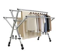 HUHJYUGE Séchoir à Linge Extérieur, Séchoir à Linge Extensible en Acier Inoxydable, Étendoir pour Vêtements Pliable Renforcé avec roulettes, pour Draps et Chaussettes (240cm/94.5inch)