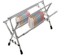 HUHJYUGE Séchoir à Linge Extérieur sur Pied, Séchoir à Linge Extensible en Acier Inoxydable, Étendoir à Linge Pliable avec roulettes, Crochets Coupe-Vent Inclus (160cm/63inch)