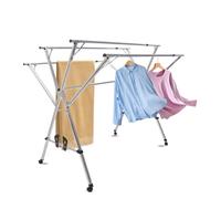HUHJYUGE Séchoir À Linge Réglable Pliable et Télescopique, Étendoir Linge Portable avec Roues, Étendage Linge Gain de Place Extérieur Intérieur pour Balcon Salle de Bain
