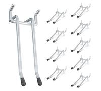 HUHOLE Lot de 10 crochets à double bras de 10,2 cm pour panneau perforé de 6,35 mm, crochets utilitaires idéaux pour l'organisation du garage, le rangement mural, support à outils robuste avec embout