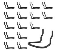 HUHOLE Lot de 16 supports de pinces pour panneau perforé argenté/noir, crochets à double boucle en acier inoxydable argenté, supports d'outils pour garages, magasins, pinces à suspendre, clés (noir)