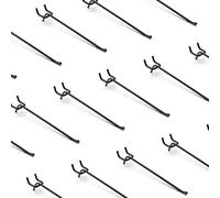 HUHOLE Lot de 25 crochets noirs de 20,3 cm - Crochets en L en métal robuste pour panneau perforé de 6,35 mm - Organisateur d'outils de garage, présentoir de vente au détail et cintres de rangement