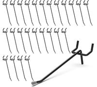 HUHOLE Lot de 50 crochets noirs de 5,1 cm pour panneau perforé de 6,35 mm ou 0,3 cm, accessoires idéaux pour organisation d'outils de garage, rangement mural (noir, 10,2 cm)