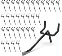 HUHOLE Lot de 50 crochets noirs de 5,1 cm pour panneau perforé de 6,35 mm ou 0,3 cm, accessoires idéaux pour organisation d'outils de garage, rangement mural (noir, 5,1 cm)
