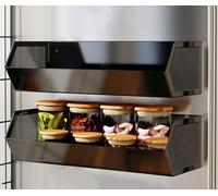HUHSWOF Étagère suspendue magnétique, grande capacité de poids pour réfrigérateur, épices, cuisine, joint de sol, anti-goutte, en acier au carbone (1, noir)