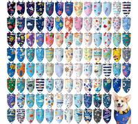 Huhumy Lot de 100 bandanas pour chien en vrac - Écharpe triangulaire colorée pour chiens de taille moyenne et grande - Décoration de costume pour printemps, été, anniversaire (thème océan)