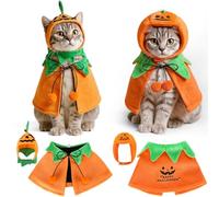 Huhumy Lot de 2 costumes en forme de citrouille pour animal domestique et chat - Costume d'Halloween pour chien et chat - Poncho de petite et moyenne taille - Pour costumade (mignon)