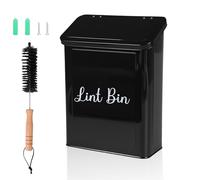 HuhWafee Bac à peluches magnétique, en métal, avec couvercle, boîte porte-peluches murale avec brosse à peluches, décoration moderne pour la maison de ferme et la buanderie, pour sèche-linge et