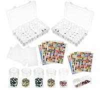 HuhWafee Lot de 120 boîtes de rangement pour peinture diamant 5D avec autocollants et base de protection, boîtes d'accessoires pour diamants, adultes, boîtes de rangement pour petites pièces