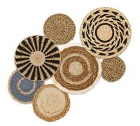 HuhWafee Lot de 7 corbeilles murales tissées à suspendre - Tapisserie bohème - 7 paniers uniques en jonc de mer faits à la main - Pour ferme et mur, table et plus encore - Prêt à accrocher avec des