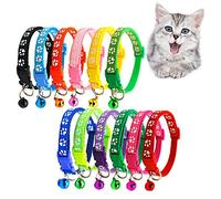 HUI JIN Lot de 12 colliers personnalisés pour animal domestique avec boucle de sécurité et clochette