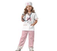 HUIACONG Costume de médecin d'amour pour petits enfants, taille 5 à 6 ans, déguisement d'Halloween pour le jour de carrière, déguisement d'infirmière et de médecin 3 pièces