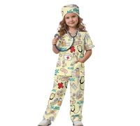 HUIACONG Costume de médecin de sensibilisation au cancer du sein pour enfants, taille 9 à 10 ans, costume de médecin avec ruban rose, manteau pour grands garçons et filles, costume d'Halloween pour