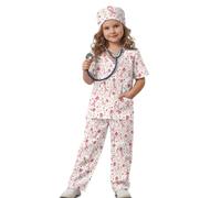 HUIACONG Costume de médecin du cancer du sein pour grands enfants, taille 7 à 8 ans, ruban rose, costume d'infirmière pour garçons et filles, taille 7-8 ans, 3 pièces