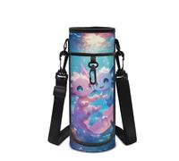 HUIACONG Kawaii Axolotl Porte-bouteille d'eau avec sangle pour filles Sac porte-bouteille avec poches Manchon pour bouteille d'eau