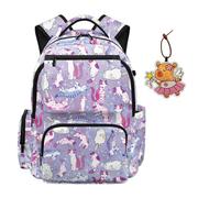 HUIACONG Sac à dos de 43,2 cm avec pendentif en cuir pour enfants, filles, cartable grande capacité pour école primaire, Chaton amusant