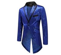 HUIANGLIYG Blazer À Queue de Pie pour Hommes À Sequins, Veston Slim Coupe À Un Bouton, Revers Pointé, Veste Smoking Veston Formel À Manches Longues, Veston Formel Swallowtail Manteau pour Boît