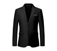 HUIANGLIYG Blazer Décontracté Coupe Slim pour Homme, Veste de Costume Formelle À 2 Boutons, Légère et Élégante, À Revers Crantés, Classique, pour Affaires, Mariage, Smoking, Noir, Taille L