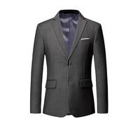HUIANGLIYG Blazer Décontracté Coupe Slim pour Homme, Veste de Costume Formelle À 2 Boutons, Légère et Élégante, À Revers Crantés, Classique, pour Affaires, Mariage, Smoking, Gris, Taille L